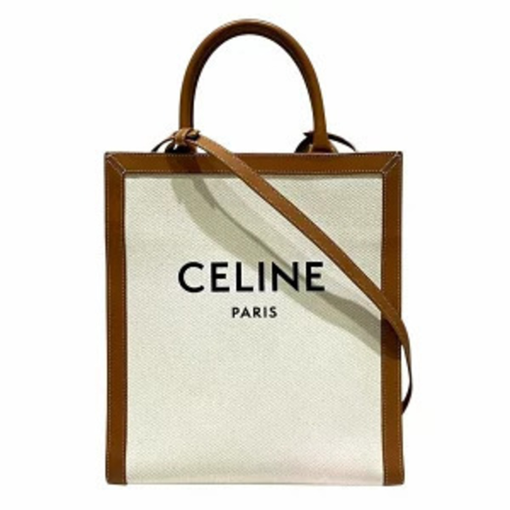Celine Tote Bag Vertical Cabas Canvas Leather